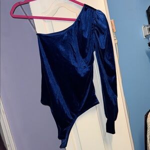 Elegant Blue One-Shoulder Bodysuit